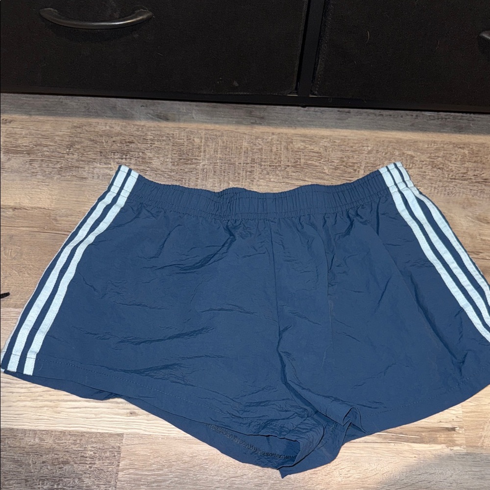 SHEIN Navy Athletic Shorts with White Stripes